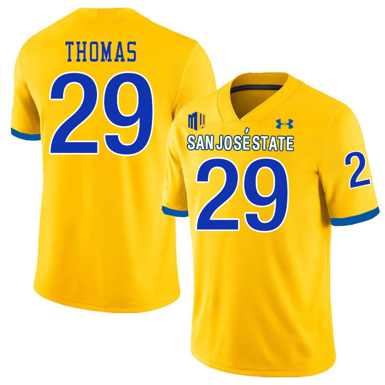 #29 Jaylen Thomas SJSU Jersey,San Jose State Spartans Football Jersey College Uniforms-Gold
